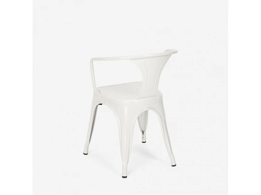 sillas con reposabrazos de acero para cocina y bar diseño moderno steel arm - Blanco