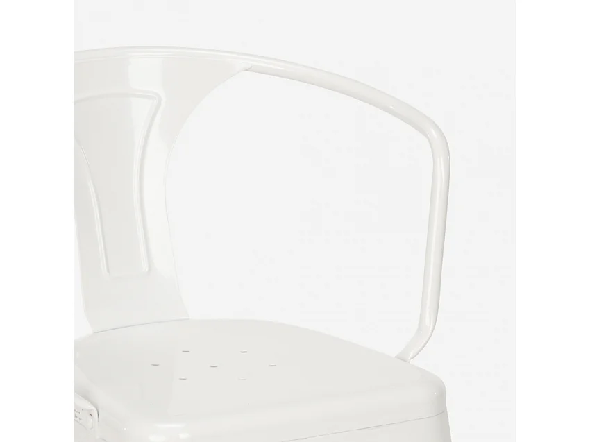 sillas con reposabrazos de acero para cocina y bar diseño moderno steel arm - Blanco
