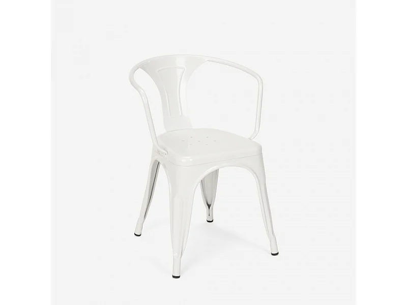 Stuhl industriesstil mit stahlarmlehnen für küche und bar Steel Arm - Weiß