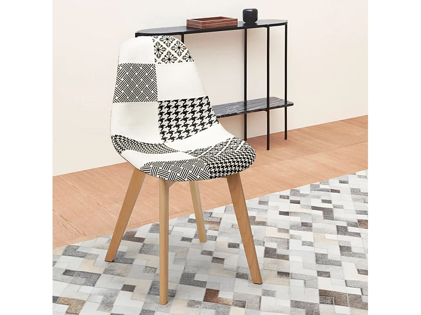 Patchwork Stuhl aus Holz und Stoff für Küche Bar Restaurant Robin - Patchwork 6