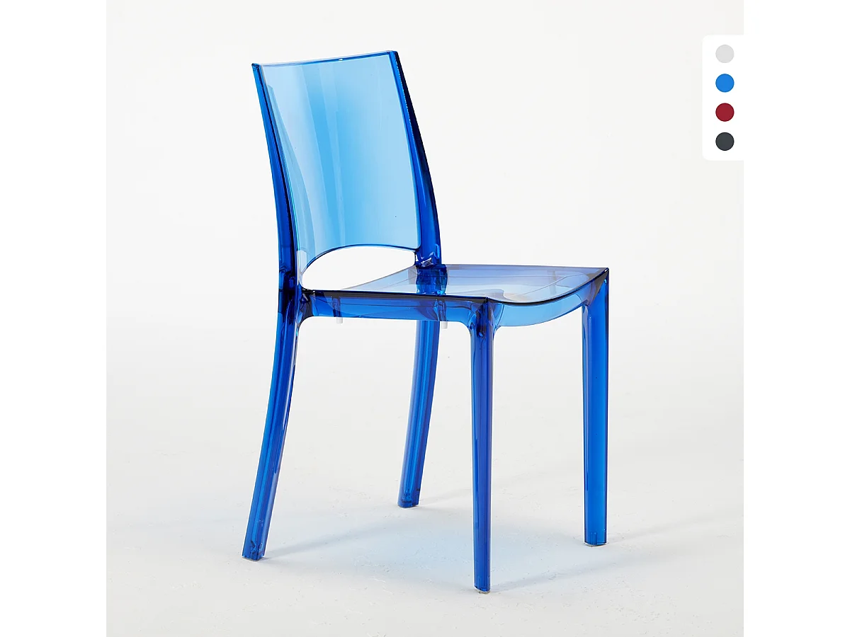 B-Side Grand Soleil stapelbare transparente Stühle für Bar, Küchen und Restaurants - Transparent Blau