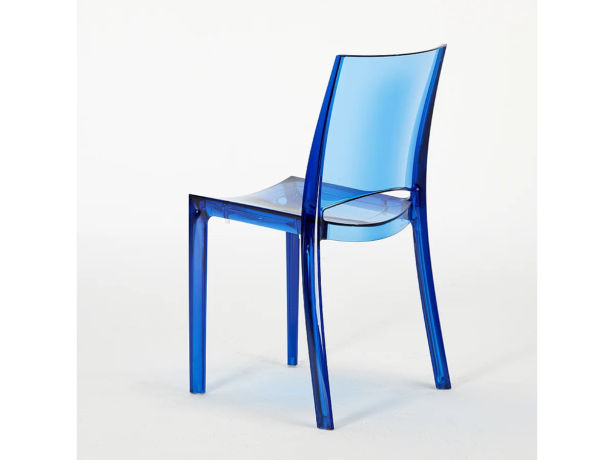 Chaise transparente salle à manger bar empilable B-Side Grand Soleil - Bleu transparent
