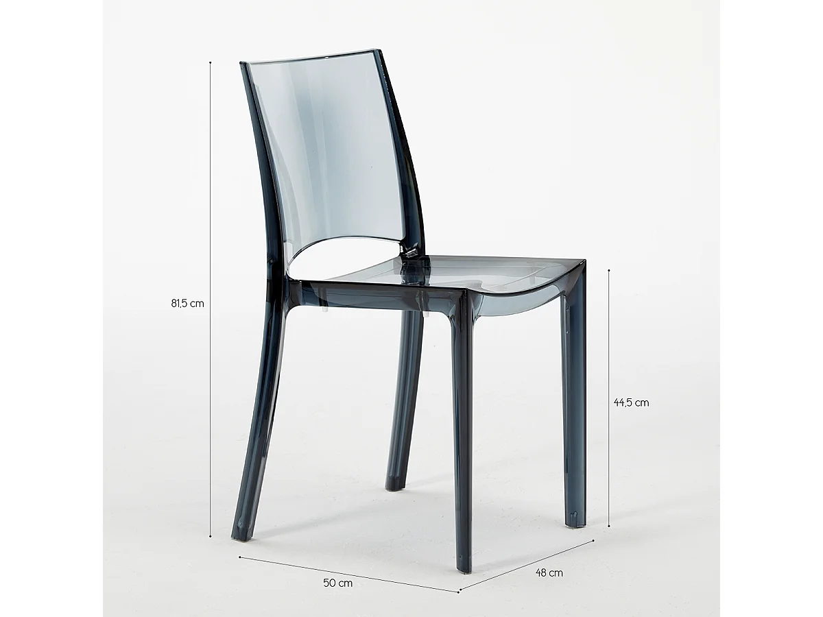 Chaise transparente salle à manger bar empilable B-Side Grand Soleil - Bleu transparent