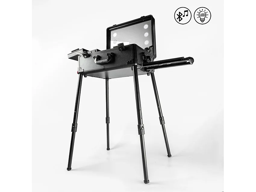 Schminkkoffer Trolley mit LED-Spiegel, Bluetooth-Lautsprecher Eva L