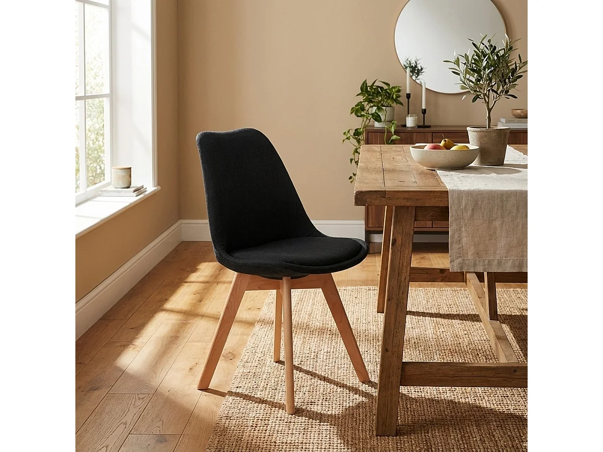 sedie con cuscino tessuto design scandinavo Goblet per cucina e bar nordica plus - Nero