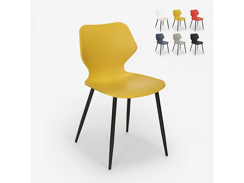 Silla de diseño moderno metal polipropileno restaurante comedor Ladysmith - Amarillo