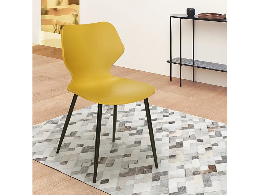 Silla de diseño moderno metal polipropileno restaurante comedor Ladysmith - Amarillo