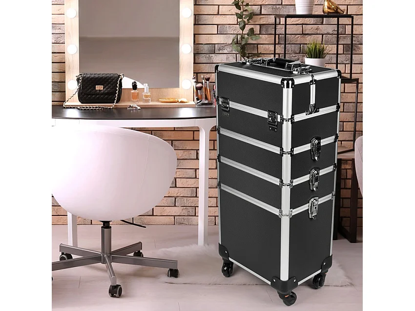 Schminkkoffer für Kosmetiker:innen, 3-stöckig und auf 4 Rollen Aldeb
