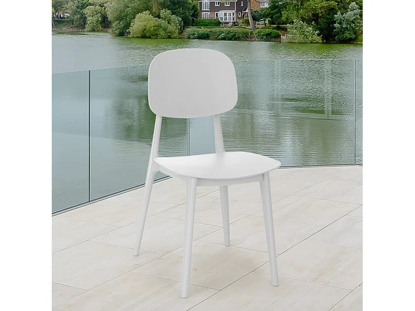 Silla de polipropileno de diseño moderno para cocina, jardín, bar, restaurante Geer - Blanco
