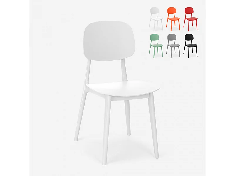 Silla de polipropileno de diseño moderno para cocina, jardín, bar, restaurante Geer - Blanco