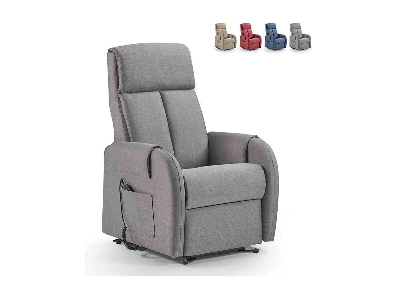 Sillón relax eléctrico 2 motores, función de elevación y reposapiés doble Riviera - Gris