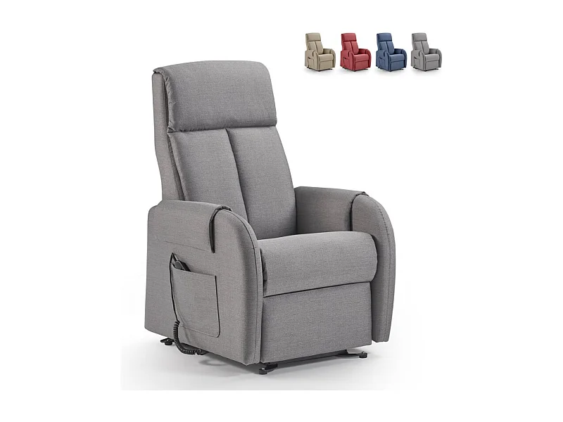 Sillón relax eléctrico 2 motores, función de elevación y reposapiés doble Riviera - Gris