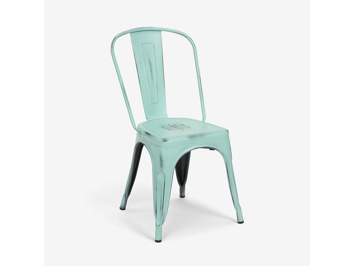 stühle im industriedesign aus metall vintage shabby chic stil steel old - Hellblau