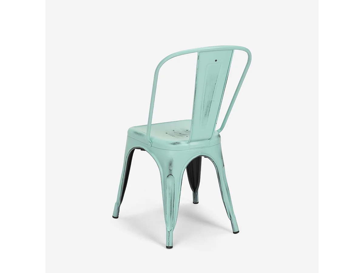 stühle im industriedesign aus metall vintage shabby chic stil steel old - Hellblau