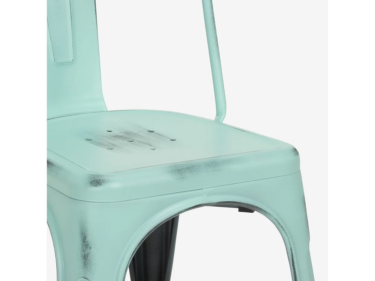 stühle im industriedesign aus metall vintage shabby chic stil steel old - Hellblau