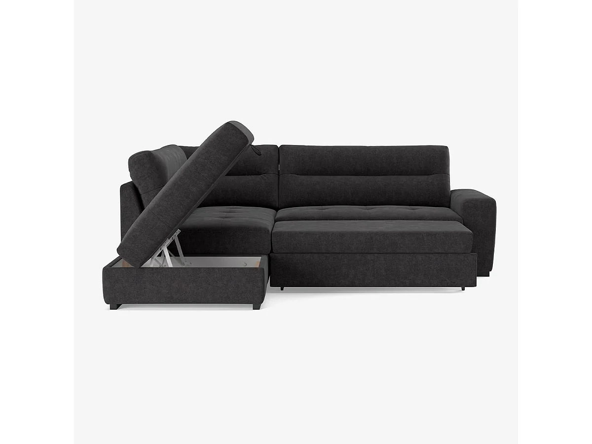 3-Sitzer Schlafsofa aus Stoff mit linker Eckablage Tivra - Dunkel Grau