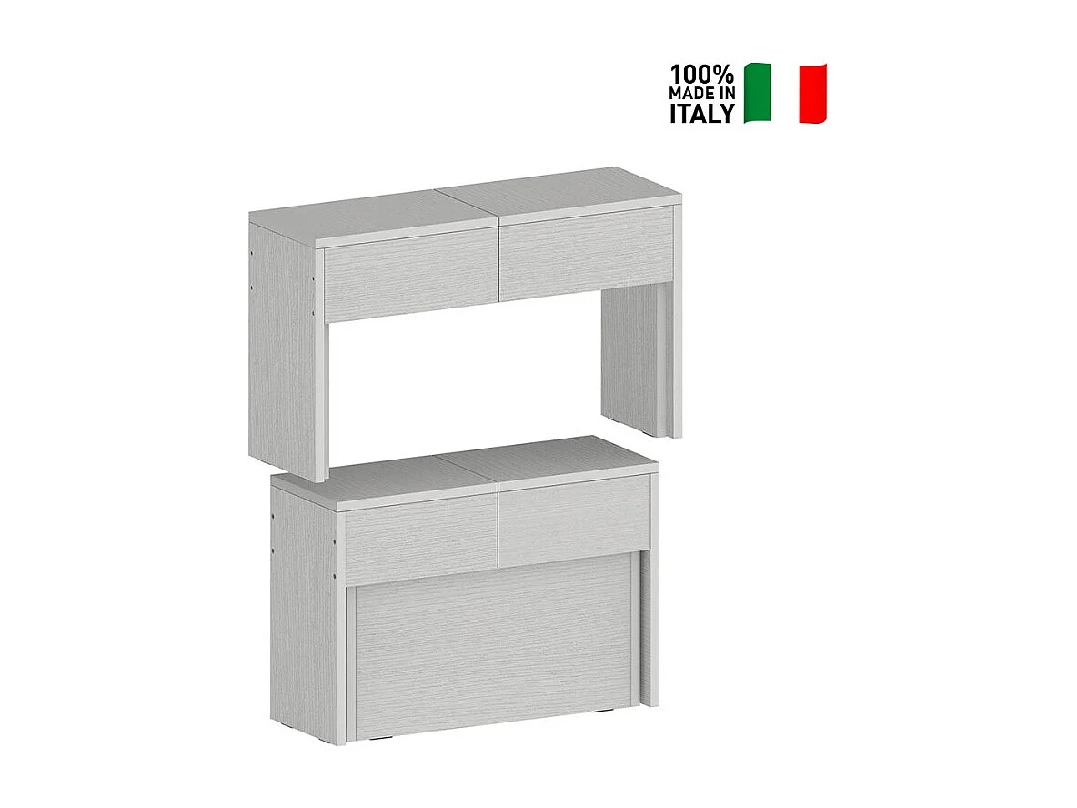 Juego de 2 bancos extensibles 66 - 290 cm para mesa de comedor Pratika A + B - Blanco Shabby