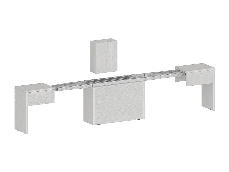 Juego de 2 bancos extensibles 66 - 290 cm para mesa de comedor Pratika A + B - Blanco Shabby