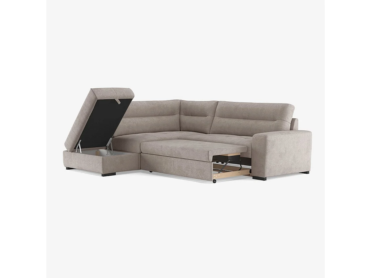 3-Sitzer Schlafsofa aus Stoff mit linker Eckablage Tivra - Grau