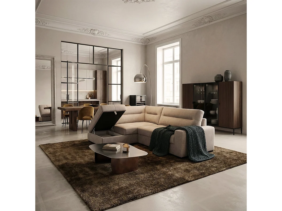 3-Sitzer Schlafsofa aus Stoff mit linker Eckablage Tivra - Grau