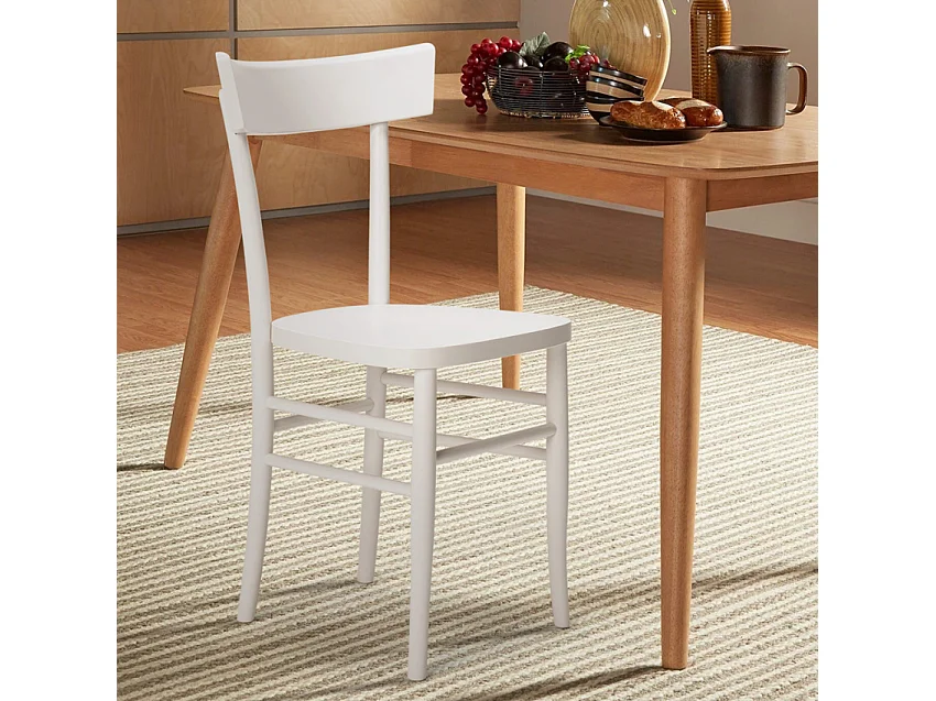 Sedia in legno classica rustica per sala da pranzo cucina bar ristorante Milano - Bianco