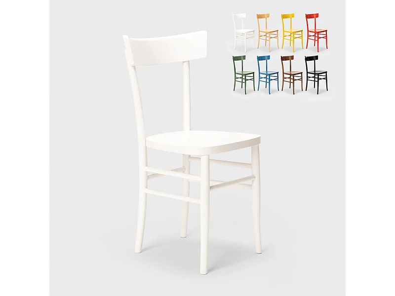 Sedia in legno classica rustica per sala da pranzo cucina bar ristorante Milano - Bianco