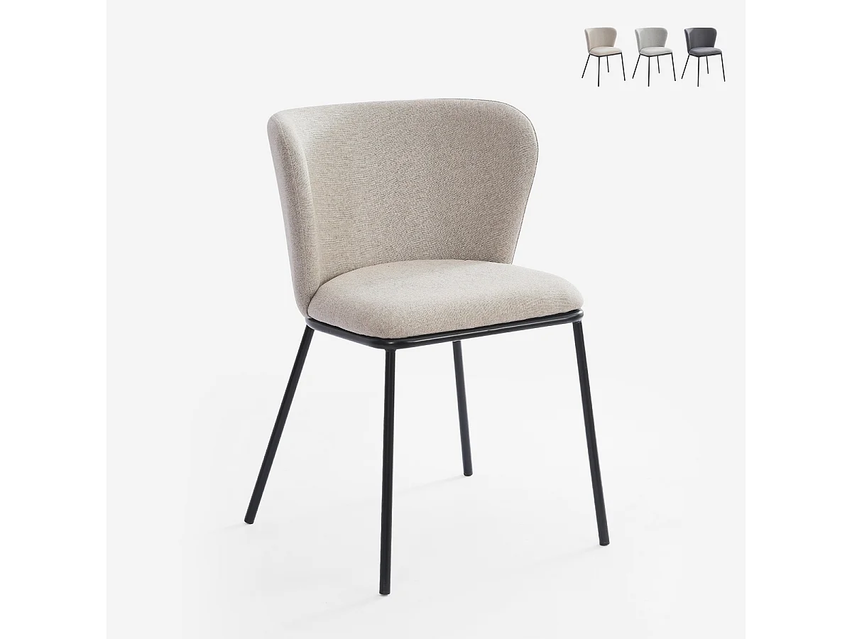 Stuhl für das Esszimmer in modernem Design aus Stoff mit schwarzen Beinen Lasta - Weiß