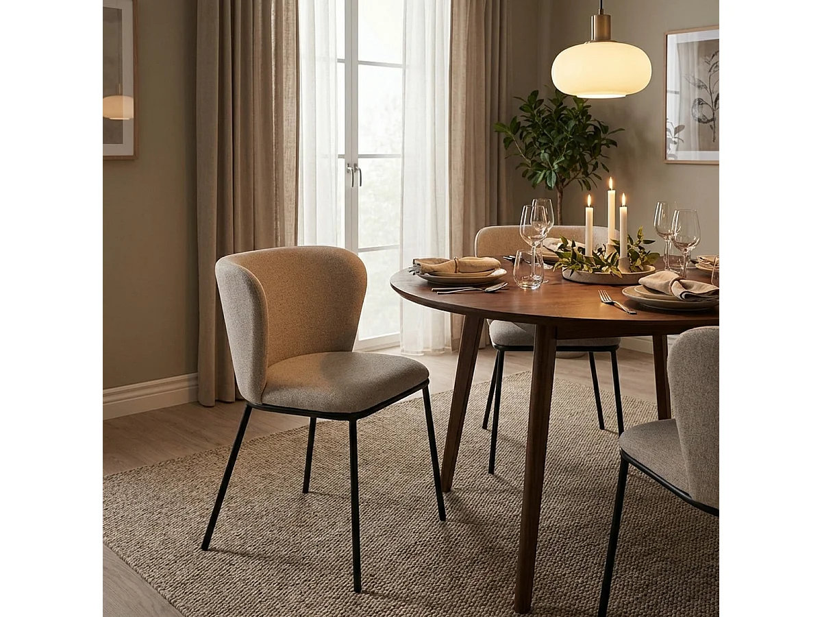 Stuhl für das Esszimmer in modernem Design aus Stoff mit schwarzen Beinen Lasta - Weiß