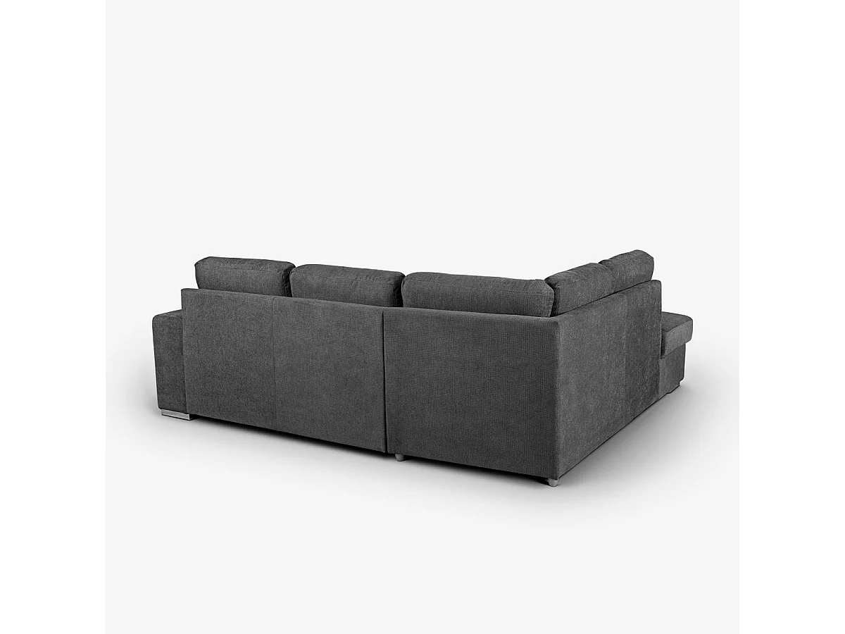 3-Sitzer Schlafsofa mit Bettkasten und linker Chaise Longue Veyro - Dunkel Grau