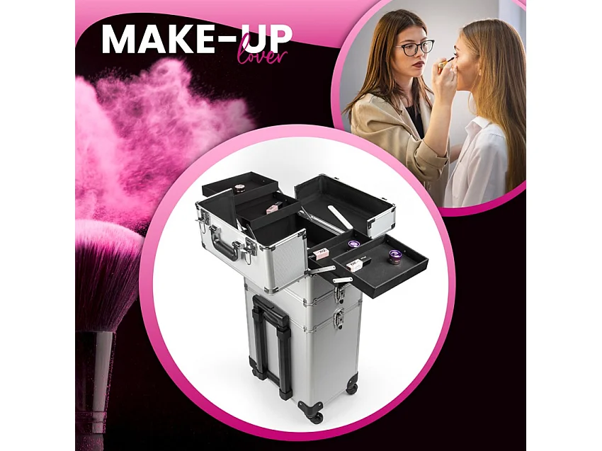 Kosmetik-Koffer Trolley mit 4 Rädern und Make-up-Fächern Sirius