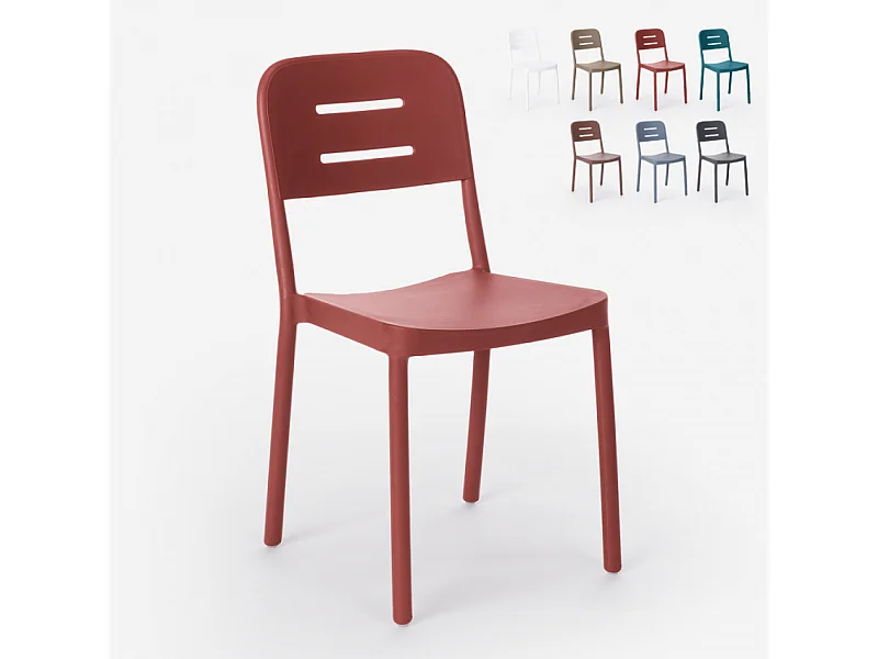 Silla de diseño moderno de polipropileno para bar, cocina, restaurante y jardín Mose - Rojo