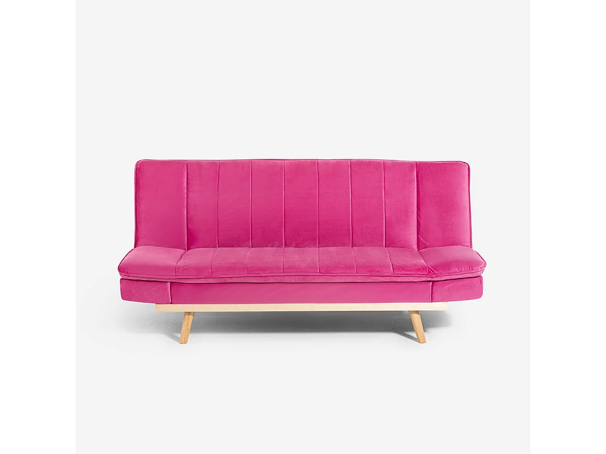 Schlafsofa 2-Sitzer mit verstellbarer Rückenlehne aus Samtstoff Skata - Pink
