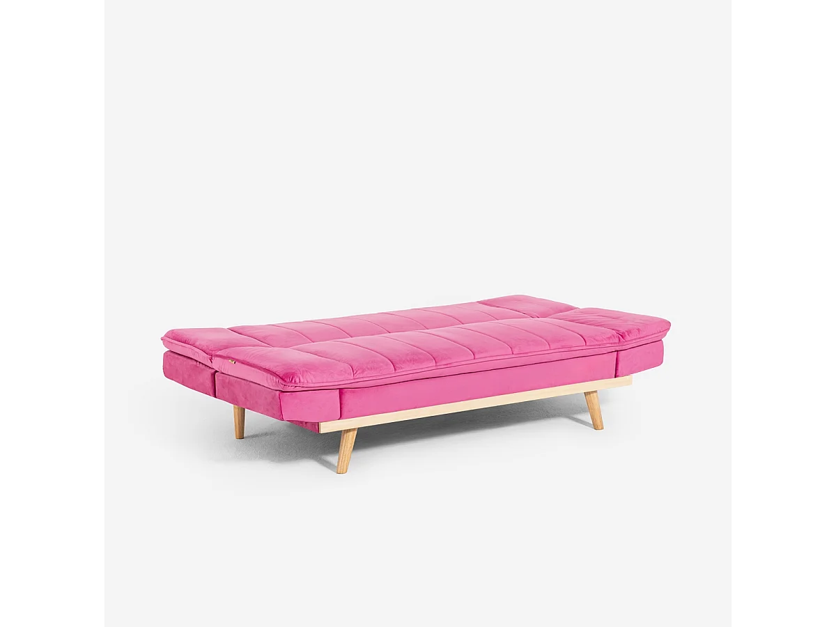 Schlafsofa 2-Sitzer mit verstellbarer Rückenlehne aus Samtstoff Skata - Pink
