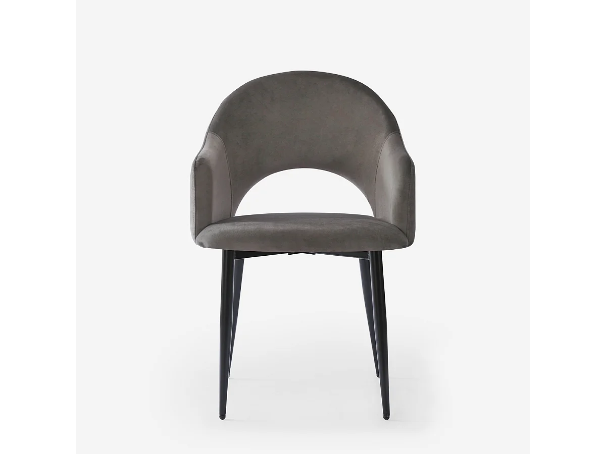 Sedia con braccioli moderna in velluto per sala da pranzo e cucina Rozan - Beige