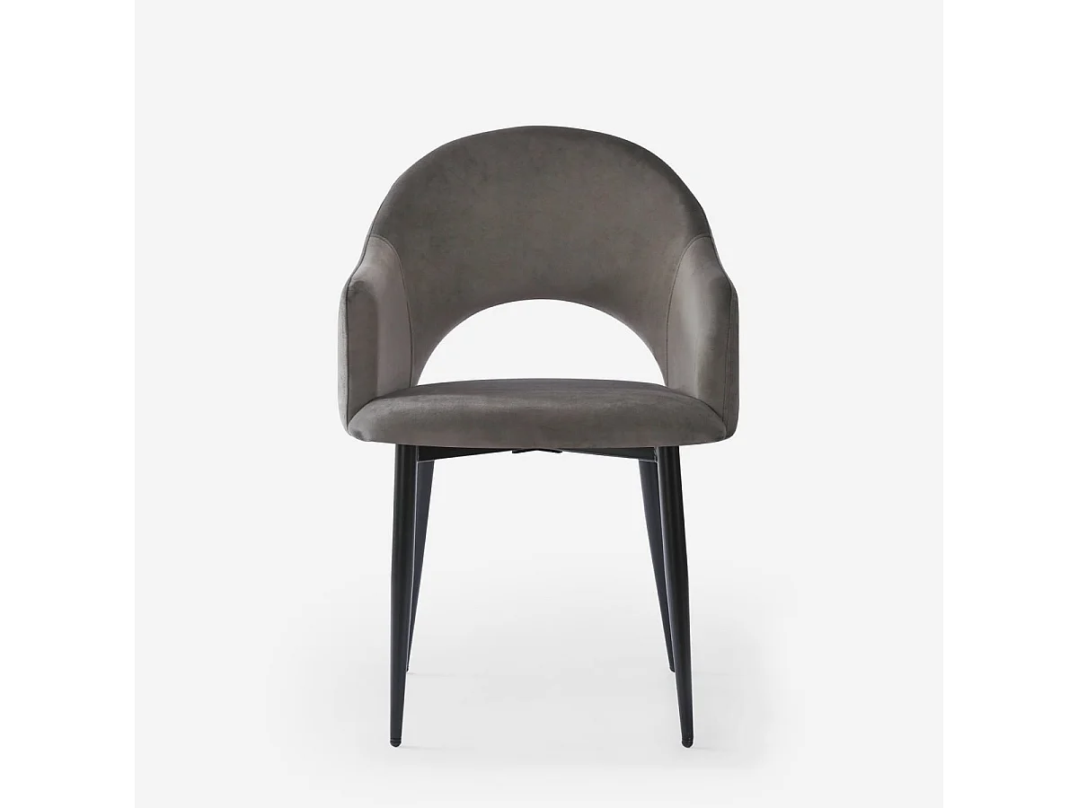 Stuhl mit Armlehnen modern aus Samt für Esszimmer und Küche Rozan - Beige