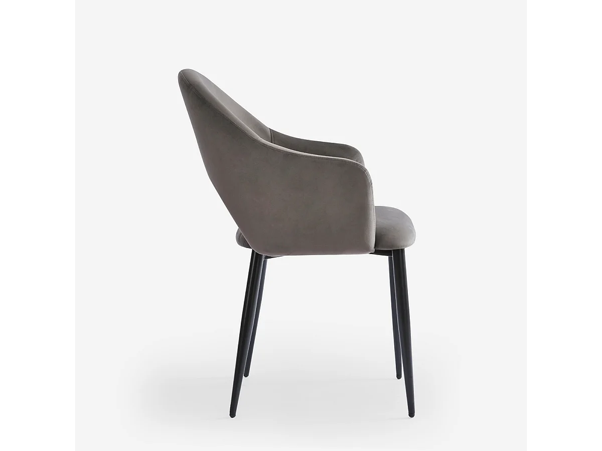 Stuhl mit Armlehnen modern aus Samt für Esszimmer und Küche Rozan - Beige