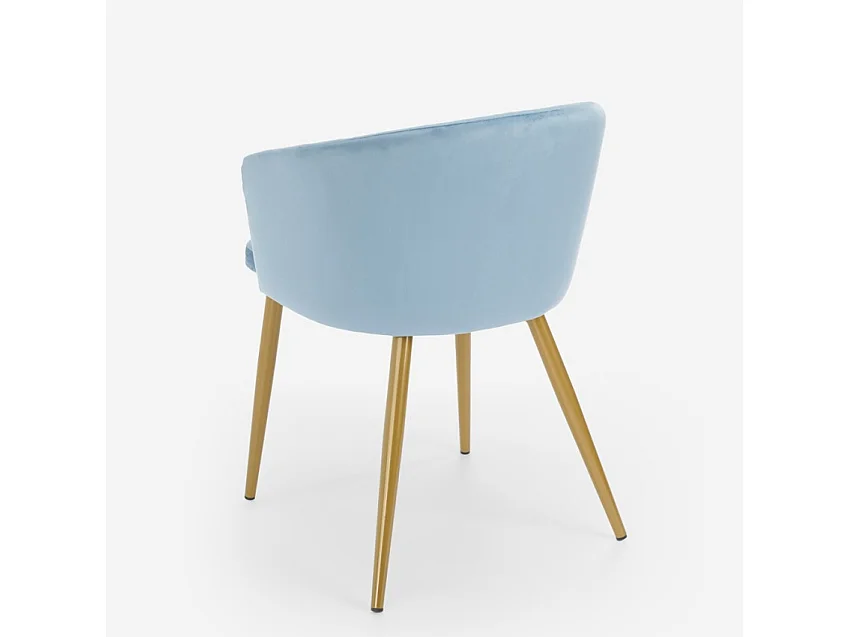 Silla de terciopelo de comedor de cocina moderna con patas doradas Patogu - Azul