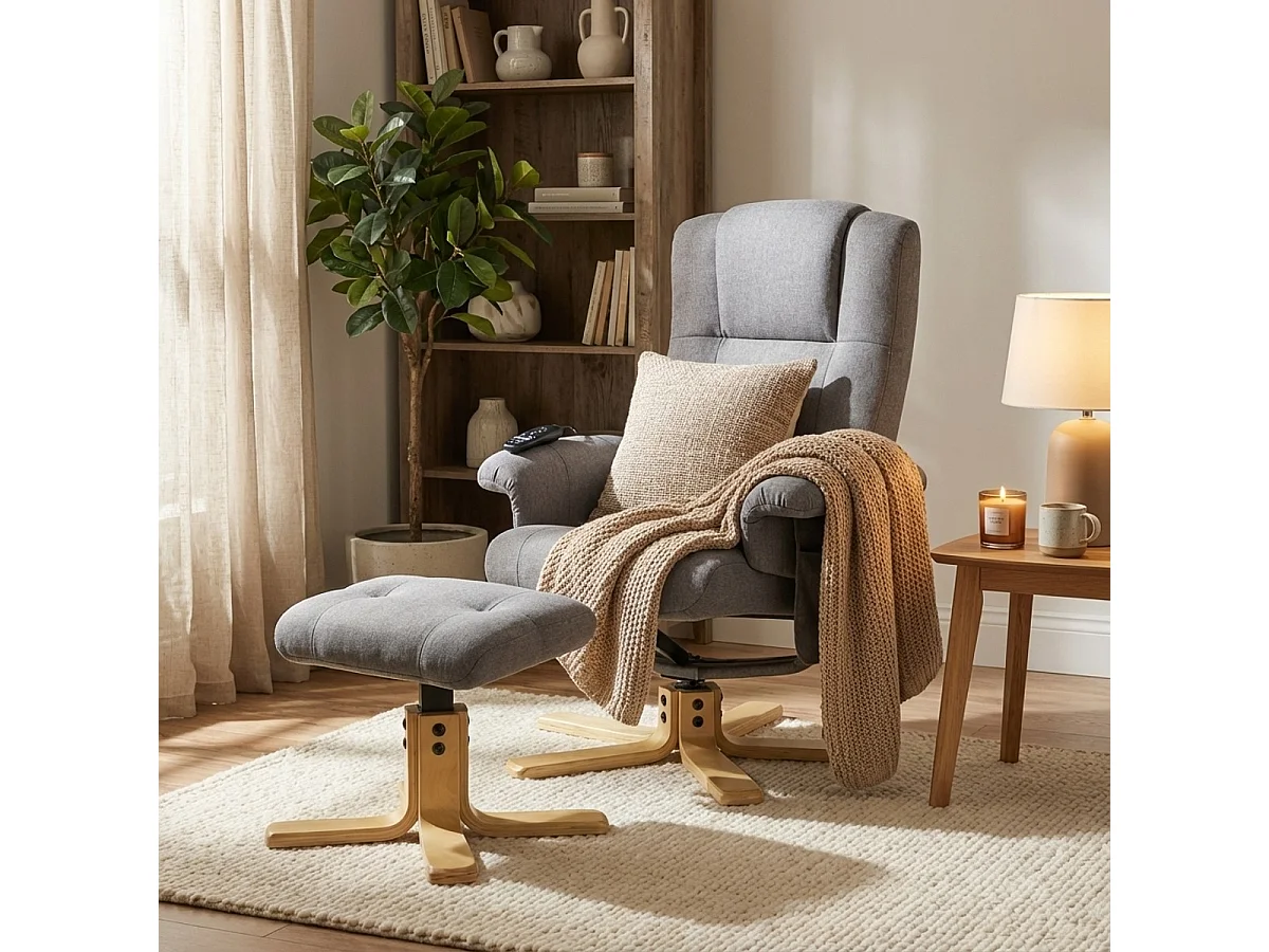 Fauteuil relax ergonomique massant chauffant avec repose-pieds Nairo