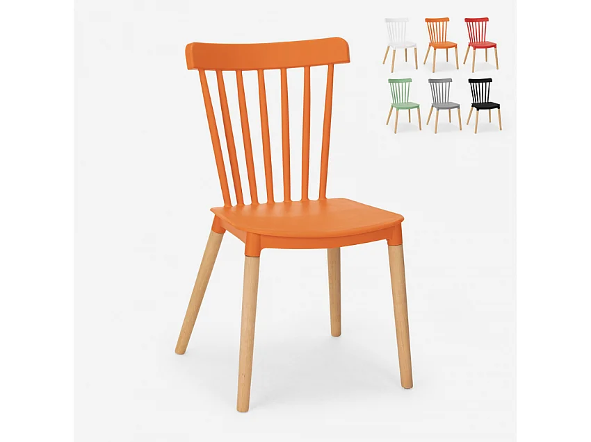 Silla de diseño moderno en restaurante al aire libre de cocina de madera de polipropileno Lys - Naranja