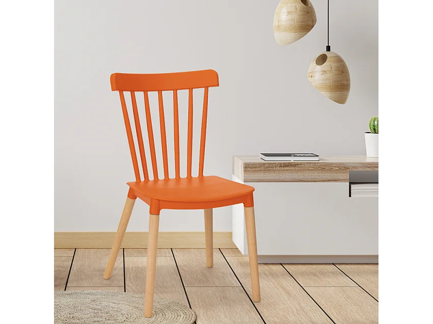 Silla de diseño moderno en restaurante al aire libre de cocina de madera de polipropileno Lys - Naranja