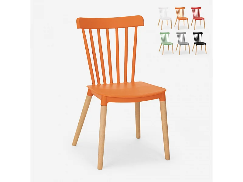 Silla de diseño moderno en restaurante al aire libre de cocina de madera de polipropileno Lys - Naranja