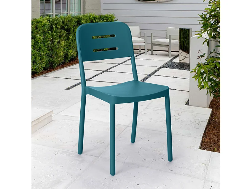 Silla de diseño moderno de polipropileno para bar, cocina, restaurante y jardín Mose - Azul Marino
