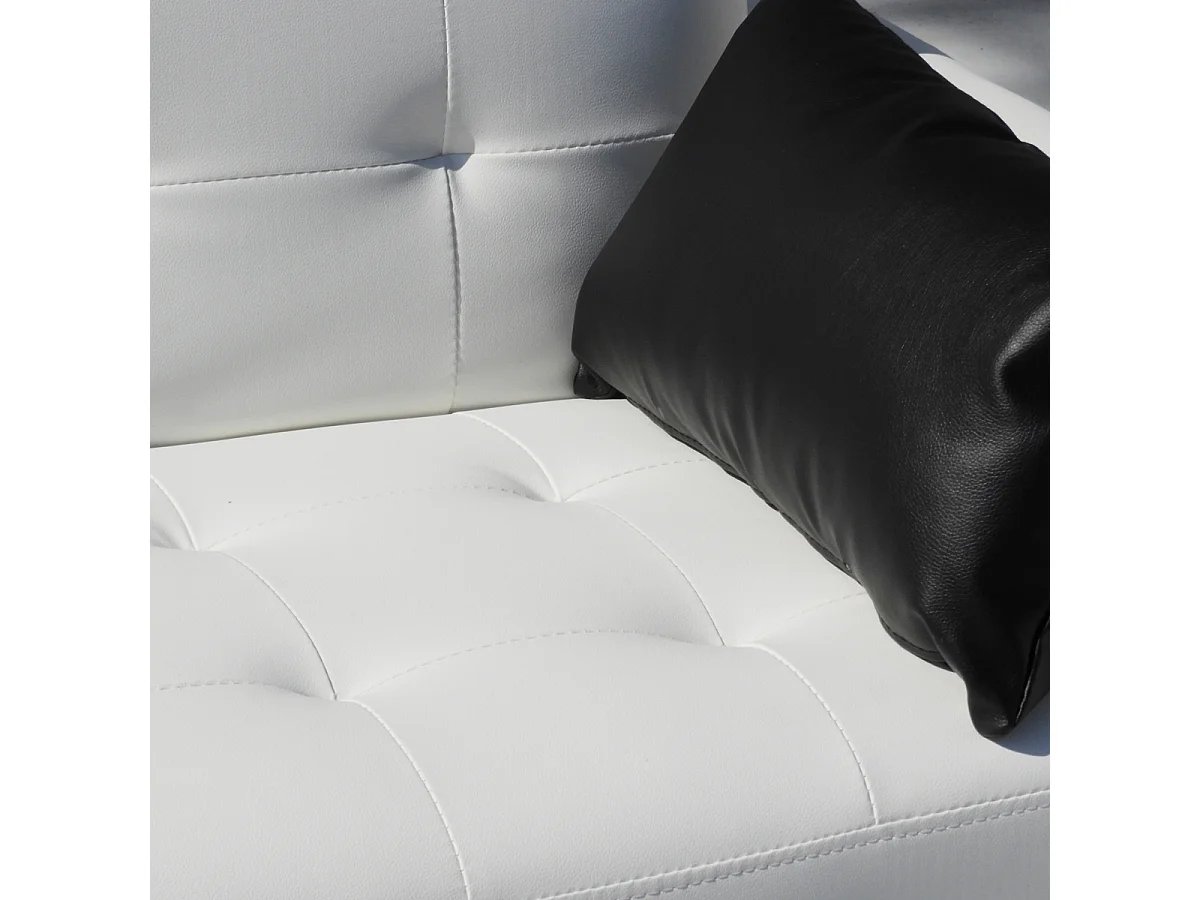Canapé convertible 2 places clic-clac en similicuir accoudoirs et coussins Agata - Blanc