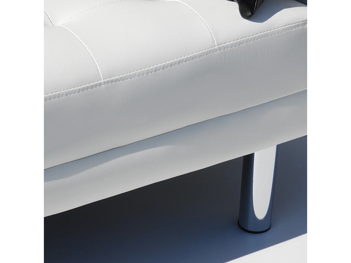 Canapé convertible 2 places clic-clac en similicuir accoudoirs et coussins Agata - Blanc