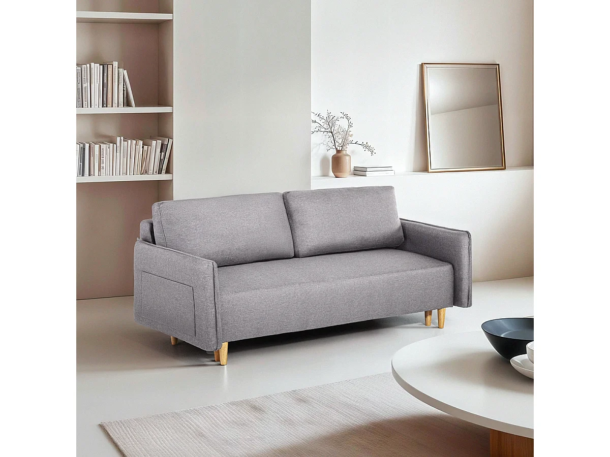 Canapé-lit 2 places style scandinave dossier inclinable Chara