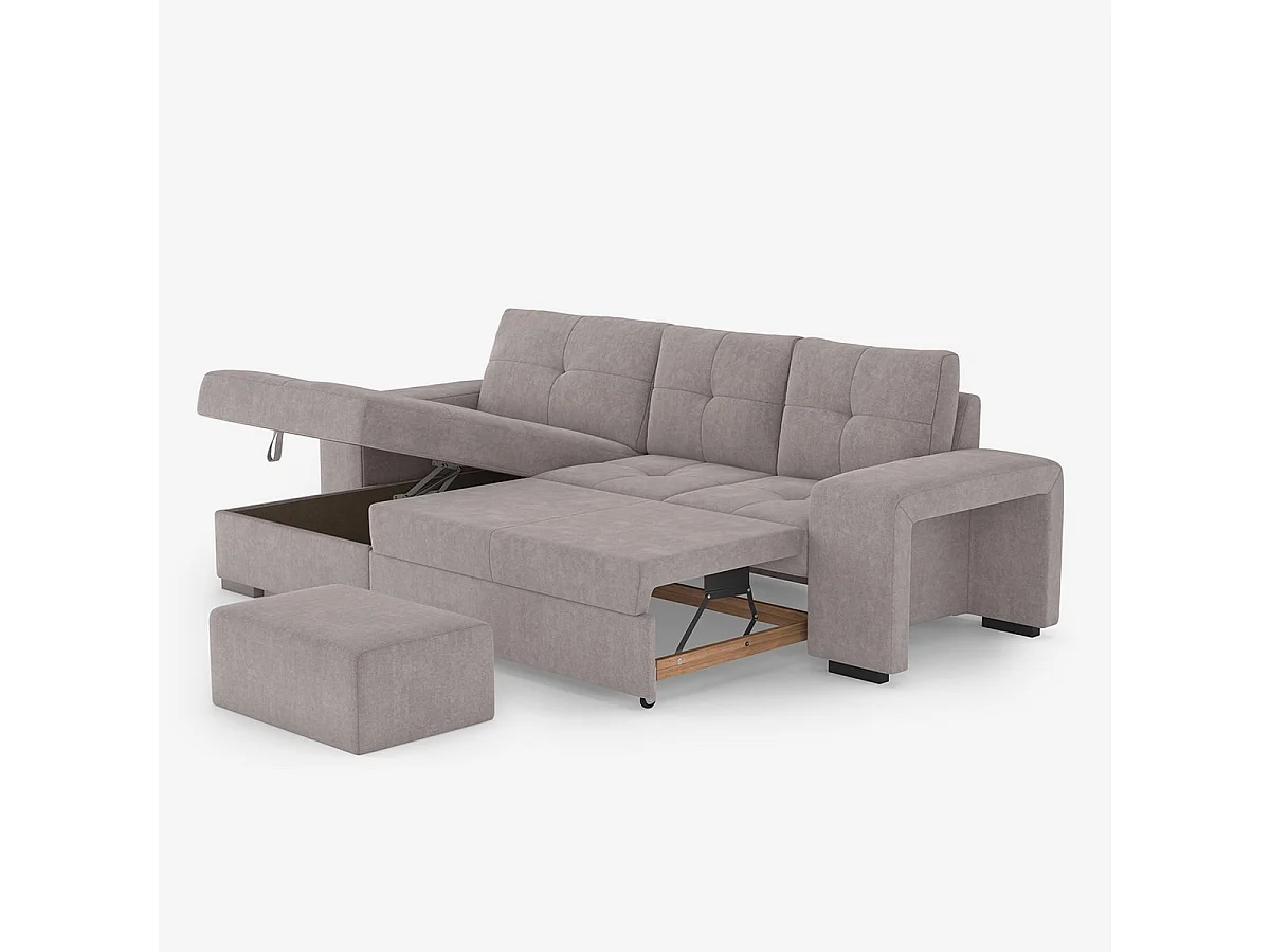 3-Sitzer Schlafsofa mit linker Eckbox und Hocker Saro - Dunkel Grau
