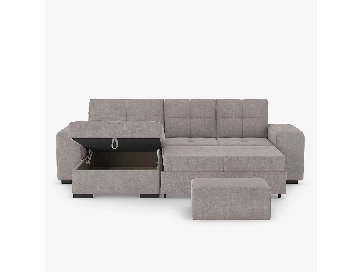 3-Sitzer Schlafsofa mit linker Eckbox und Hocker Saro - Dunkel Grau