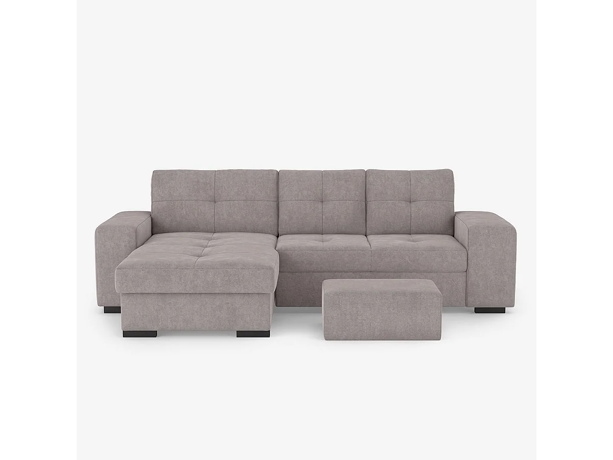 3-Sitzer Schlafsofa mit linker Eckbox und Hocker Saro - Dunkel Grau