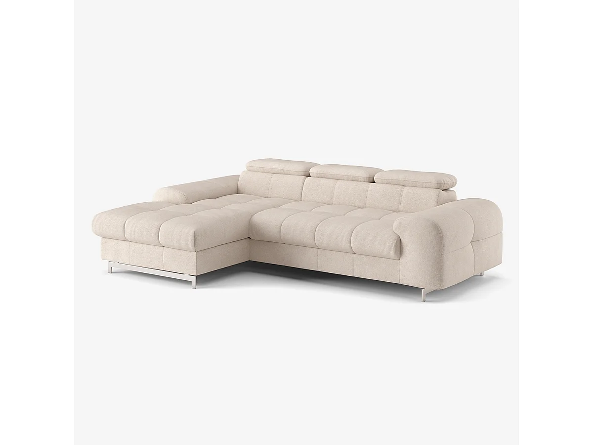 3-Sitzer Schlafsofa mit linker Ottomane, verstellbarem Kopfteil und Stauraum Nura - Beige