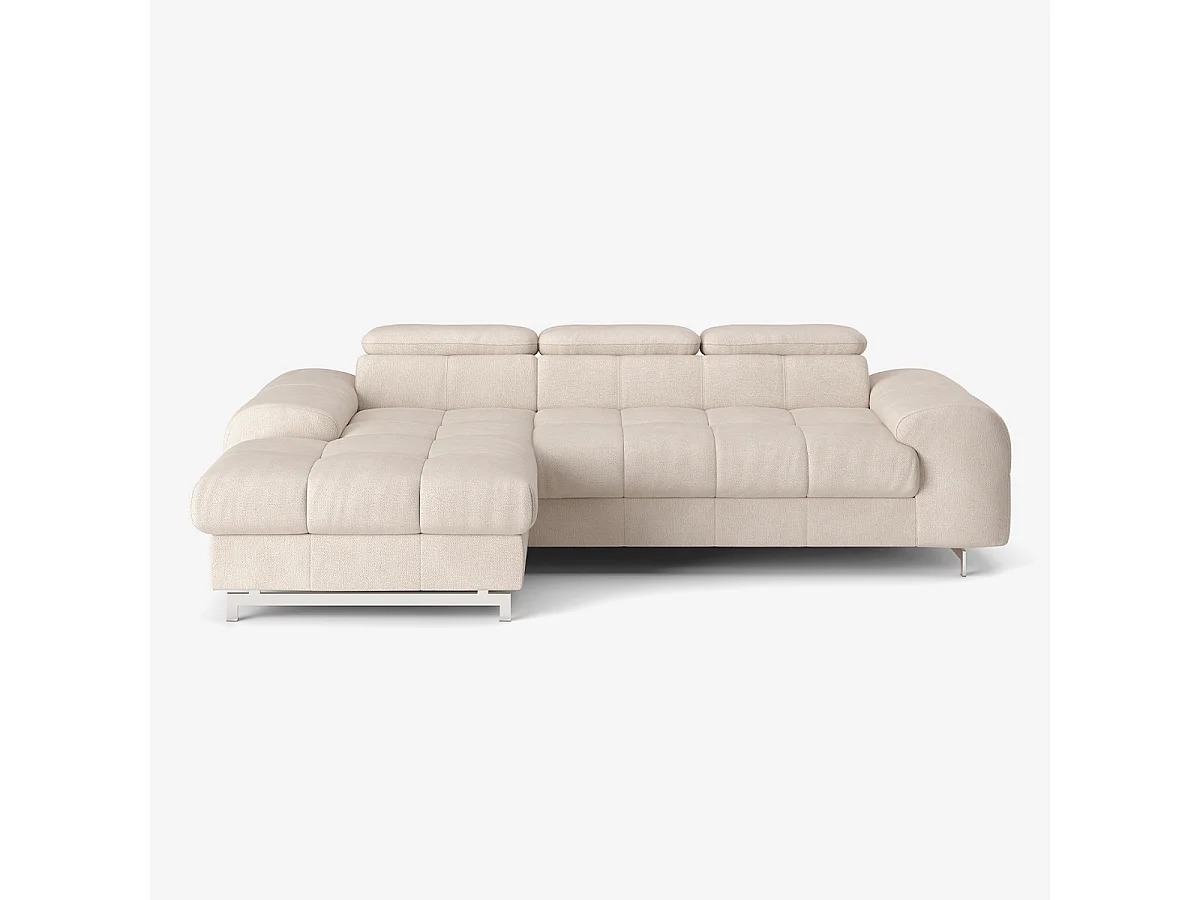 3-Sitzer Schlafsofa mit linker Ottomane, verstellbarem Kopfteil und Stauraum Nura - Beige